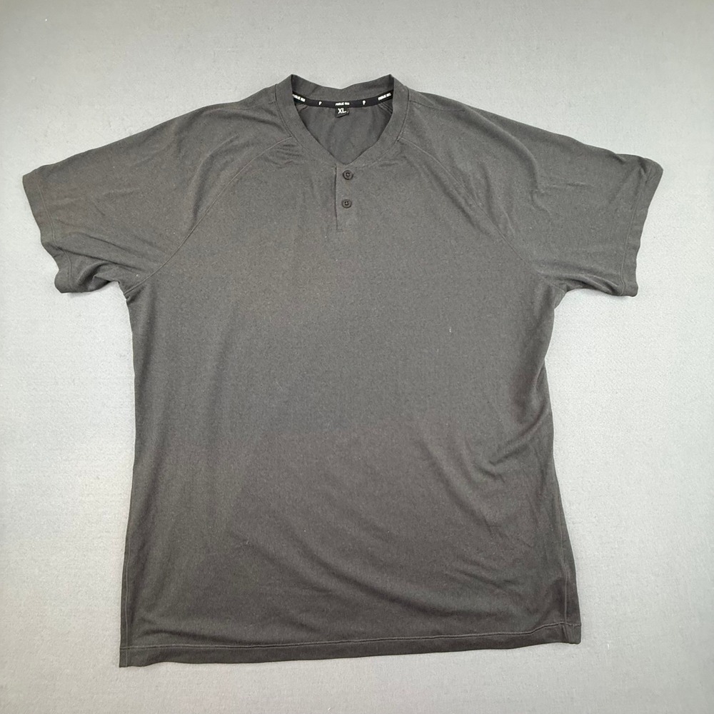 Public Rec Henley Shirt Mens XL Gray Short‎ Sleeve Raglan Performance Stretch
